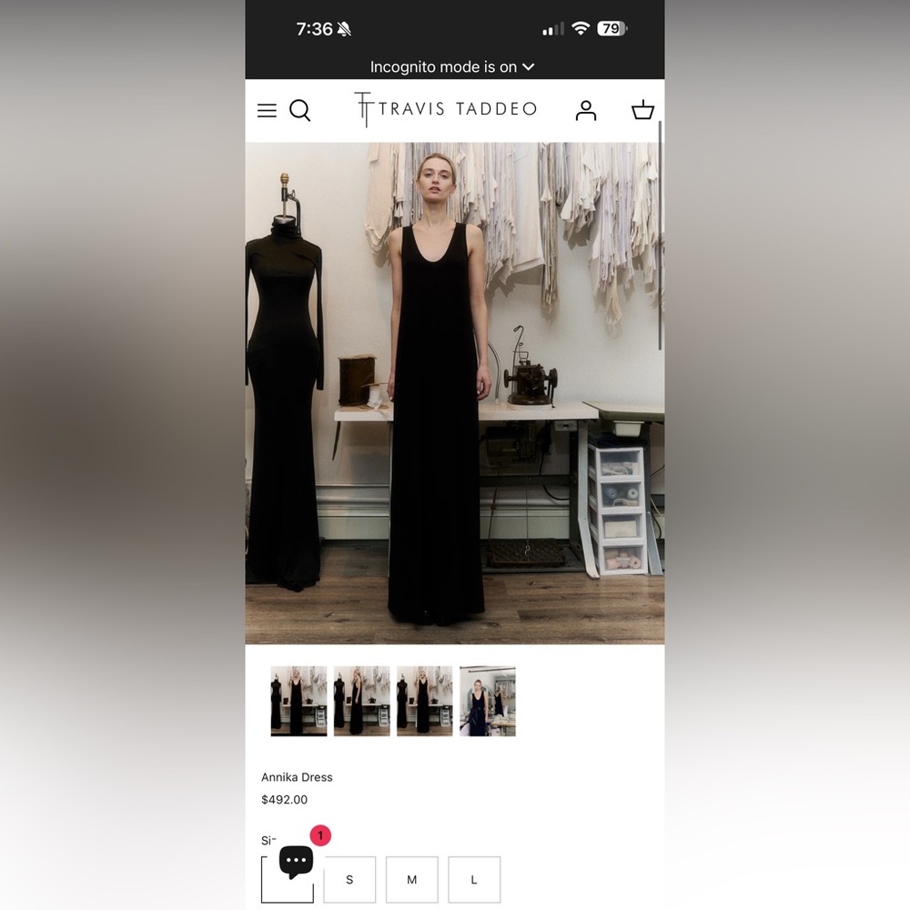 Travis Taddeo maxi dress viscose blend with spandex S